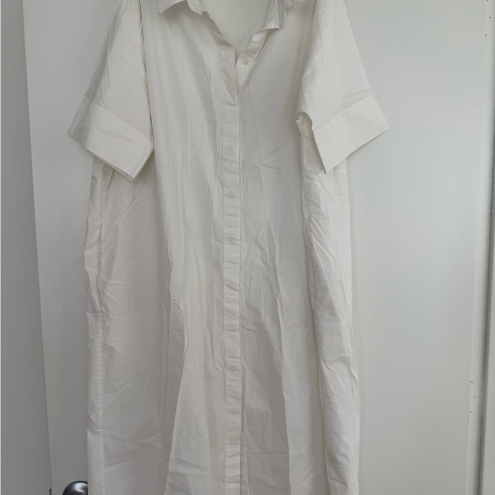White Button-Up Shirt Dress Oversized Style